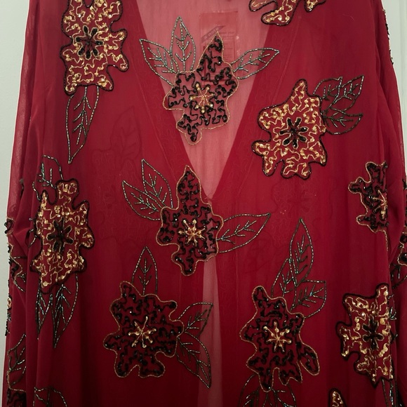 Midnight Velvet Red Embroidered Kimono Women’s 1X new with tags - Picture 4 of 7